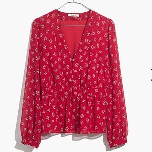 Madewell V-Neck Peplum Top in Little Lilies